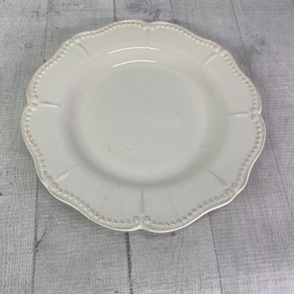 Chris Madden JCPenny ADALINA Ivory Embossed Stoneware Salad Lunch Plates Set 4 - Picture 4 of 16